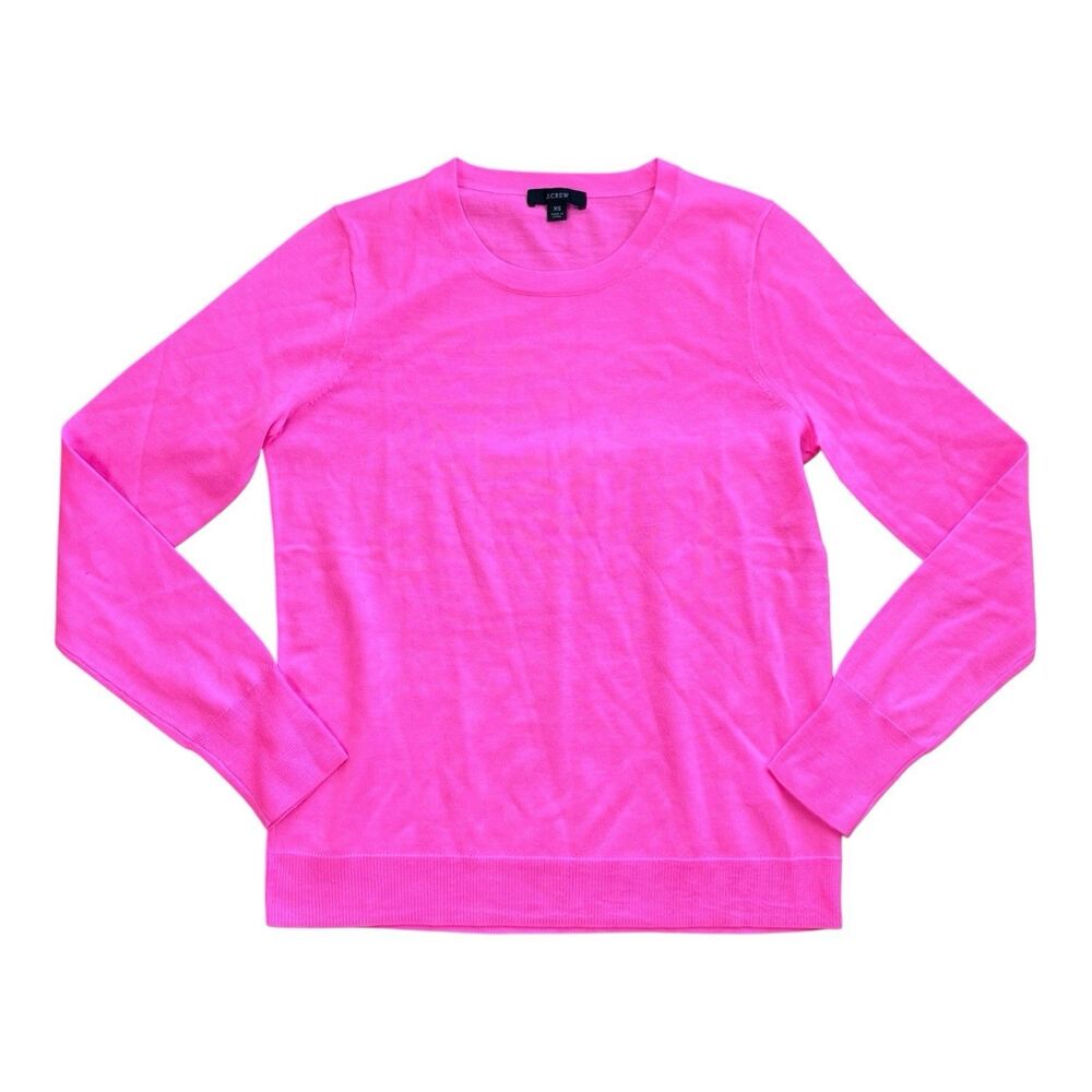 J Crew Sweater Womens XS Pink Merino Wool Margot‎ Crewneck Office Bright Soft